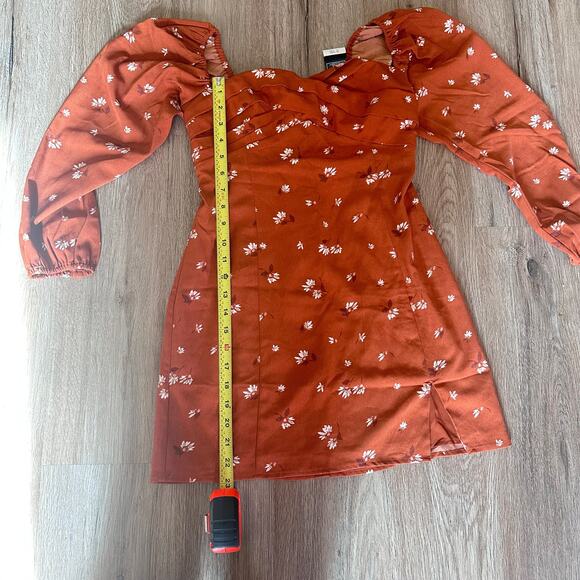 Abercrombie & Fitch Rust Floral Long Sleeve Mini Dress - Picture 11 of 16